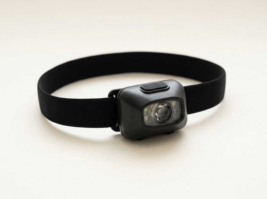 Lampe frontale à LED avec bandeau élastique noir
